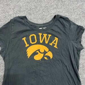 University of Iowa T-Shirt Womens XL Black Graphic Hawkeyes Champ 1 Scoop Neck